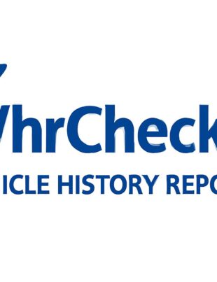 Logo for VhrChecks, a vehicle history report service. The logo features a blue checkmark on the left side, with the company name 'VhrChecks' in bold blue letters. Below the name, the tagline 'VEHICLE HISTORY REPORT' is displayed in smaller blue text, all set against a clean white background.