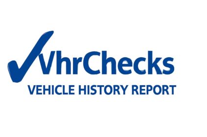 Logo for VhrChecks, a vehicle history report service. The logo features a blue checkmark on the left side, with the company name 'VhrChecks' in bold blue letters. Below the name, the tagline 'VEHICLE HISTORY REPORT' is displayed in smaller blue text, all set against a clean white background.